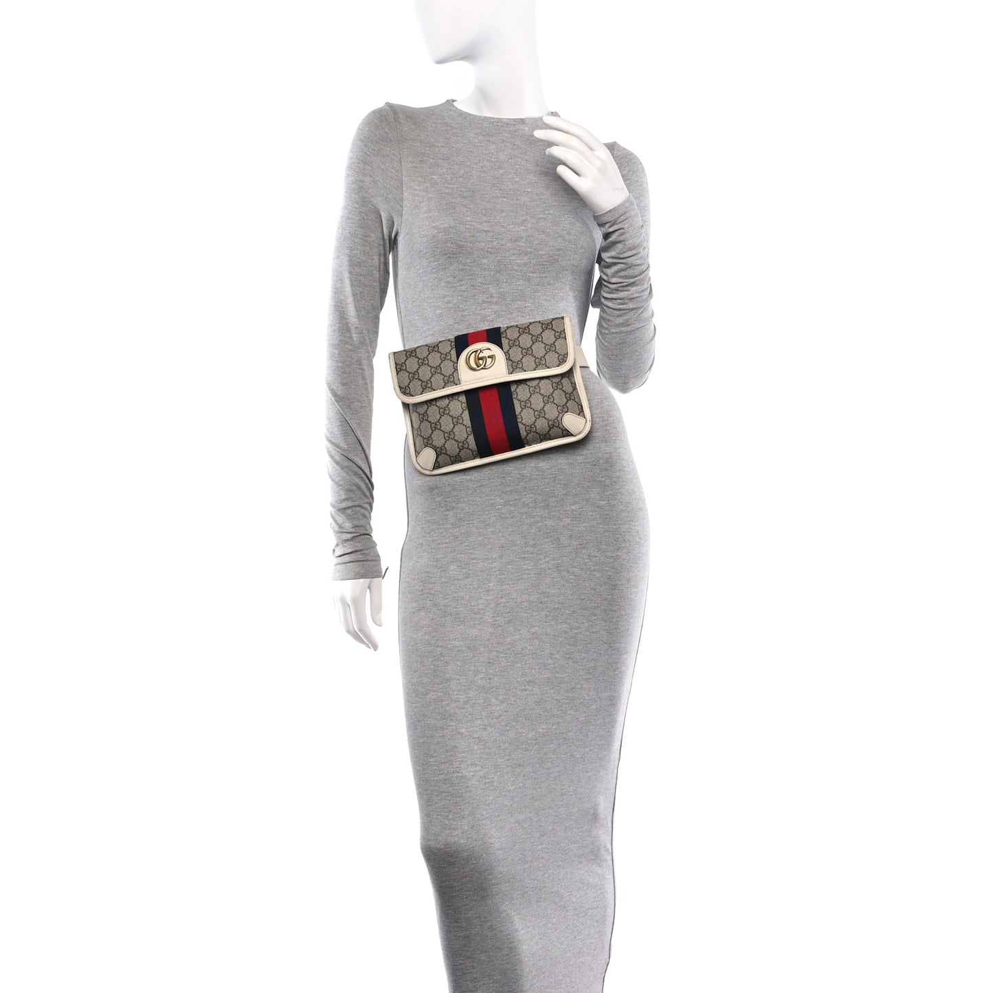 GG Supreme Monogram Web Small Ophidia Belt Bag 90 36 Beige Ebony White