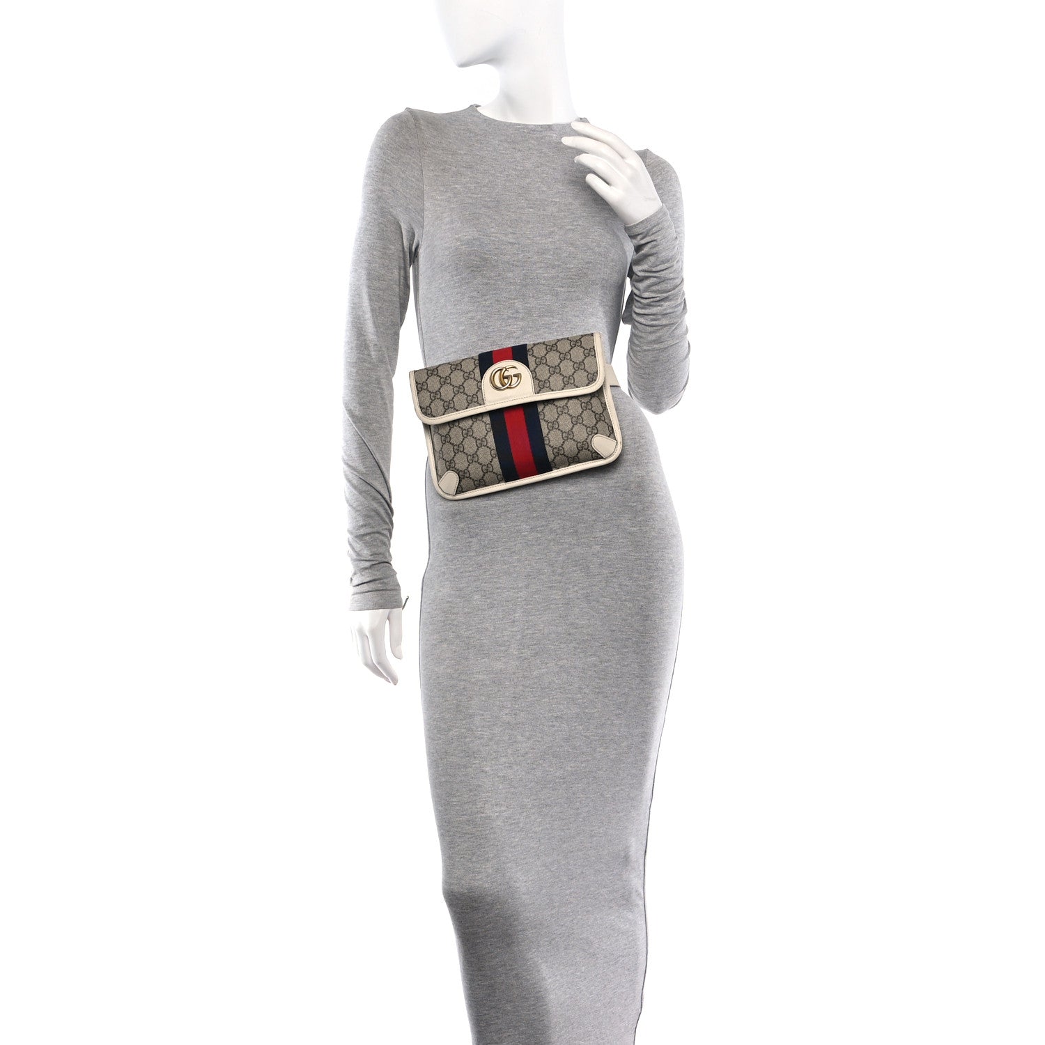Gucci GG Supreme Monogram Web Small Ophidia Belt Bag 90 36 Beige Ebony White 2 of 19