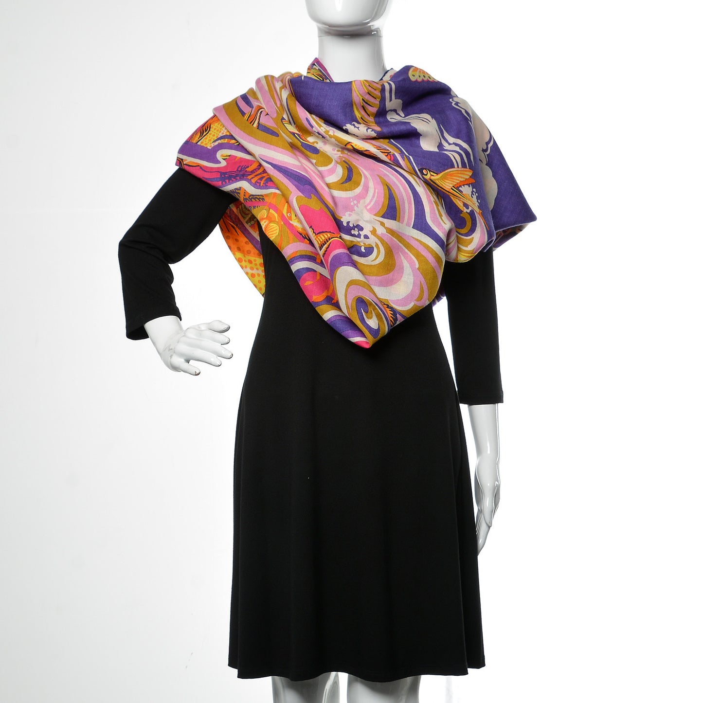 Cashmere Silk De La Mer Au Ciel Shawl 140 Violet Orange Vert