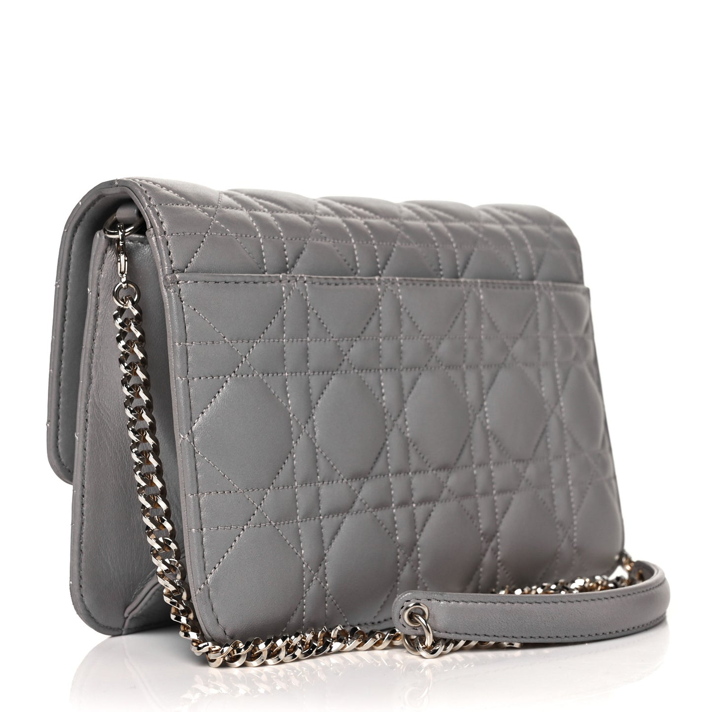 Pearly Lambskin Cannage Miss Dior Promenade Pouch Grey