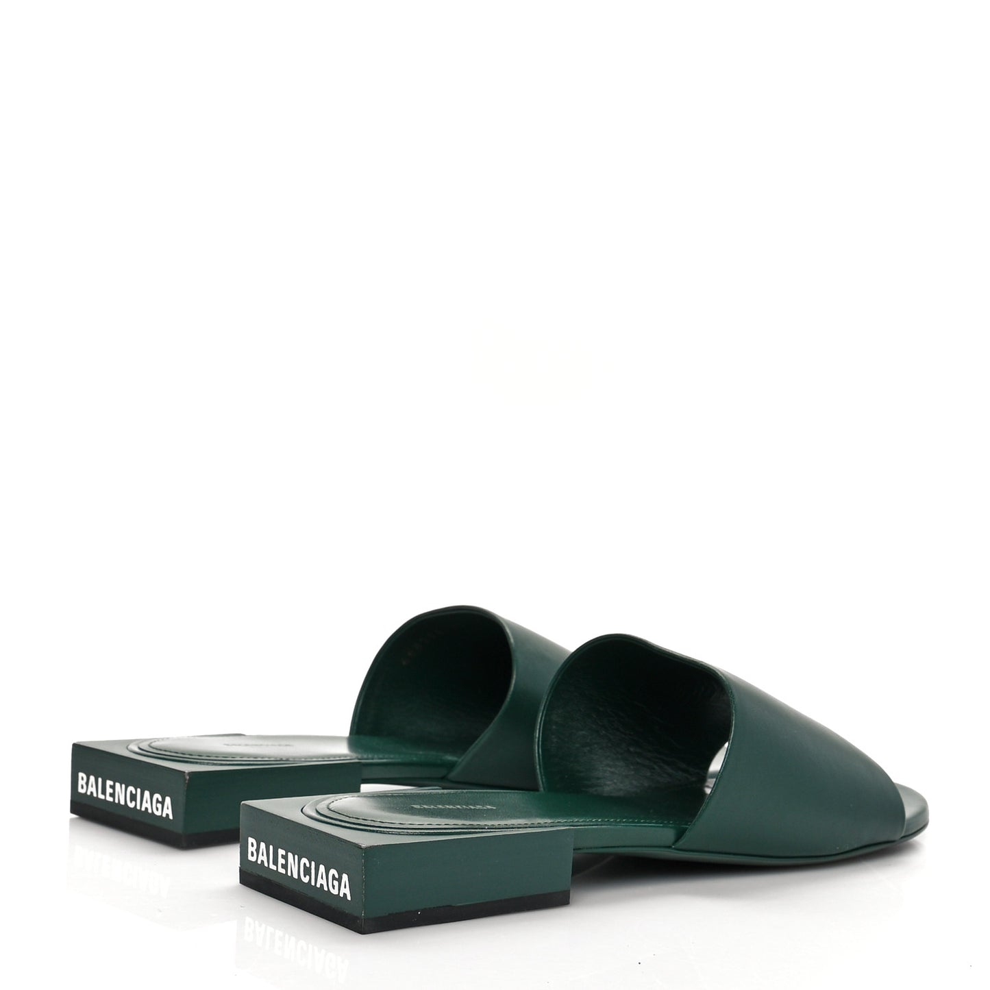 Shiny Sheepskin Box Flat Sandal 41 Green