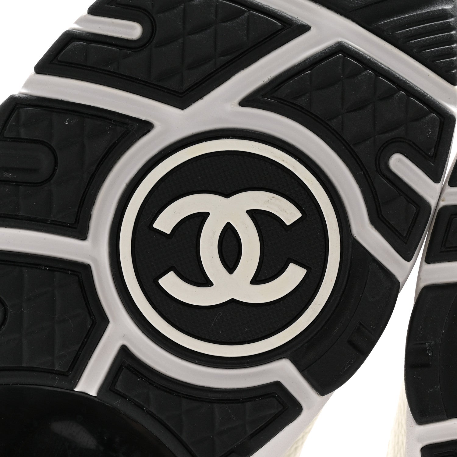 Chanel Mesh Suede Calfskin Grained Calfskin Womens CC Sneakers 41 White Black 6 of 8