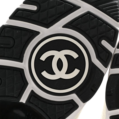 Chanel Mesh Suede Calfskin Grained Calfskin Womens CC Sneakers 41 White Black 6 of 8