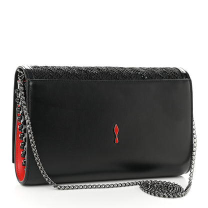 Christian Louboutin Calfskin Pailette Spikes Paloma Clutch Black 3 of 10