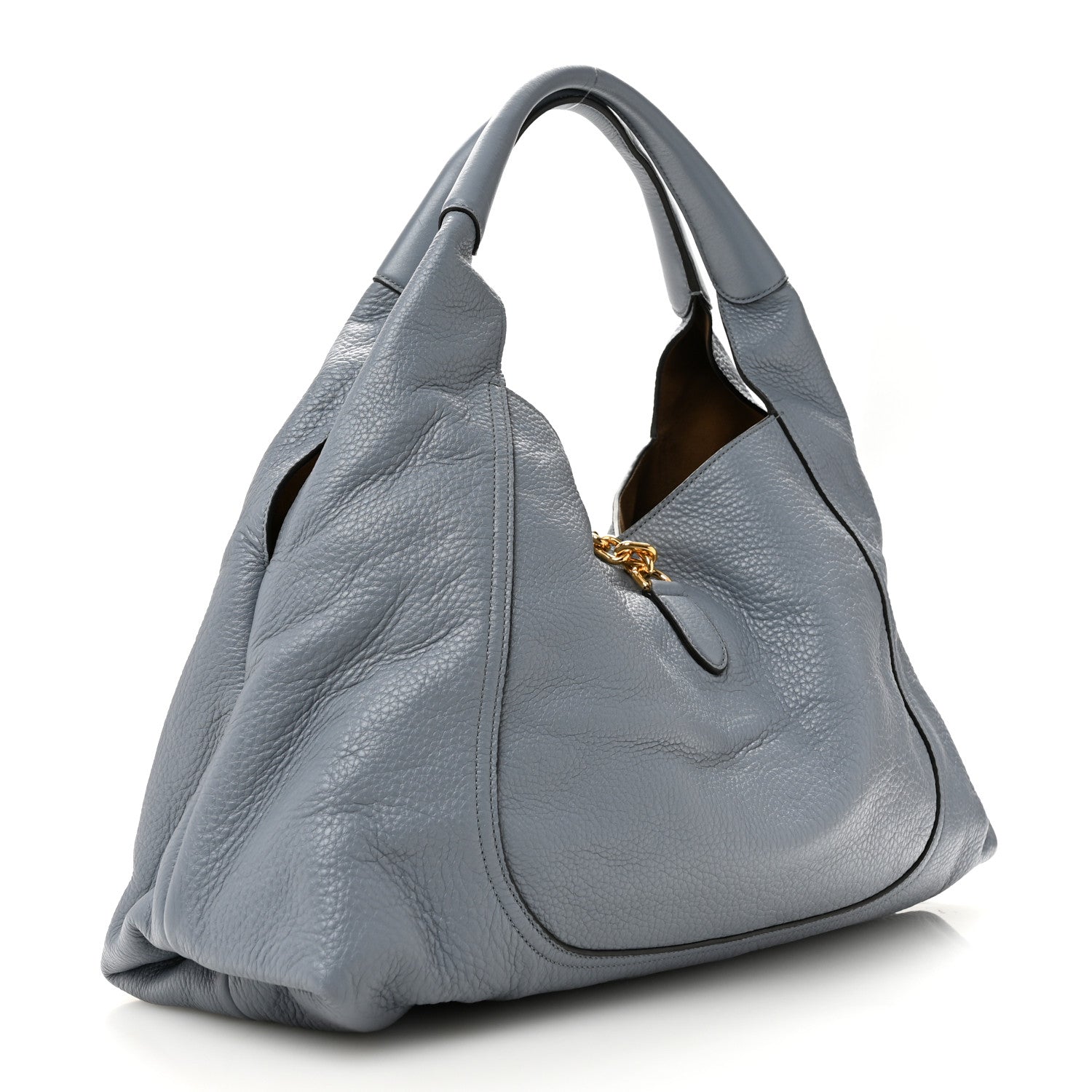 Gucci Grained Calfskin Softbit Maxi Shoulder Bag Dusty Blue 4 of 14