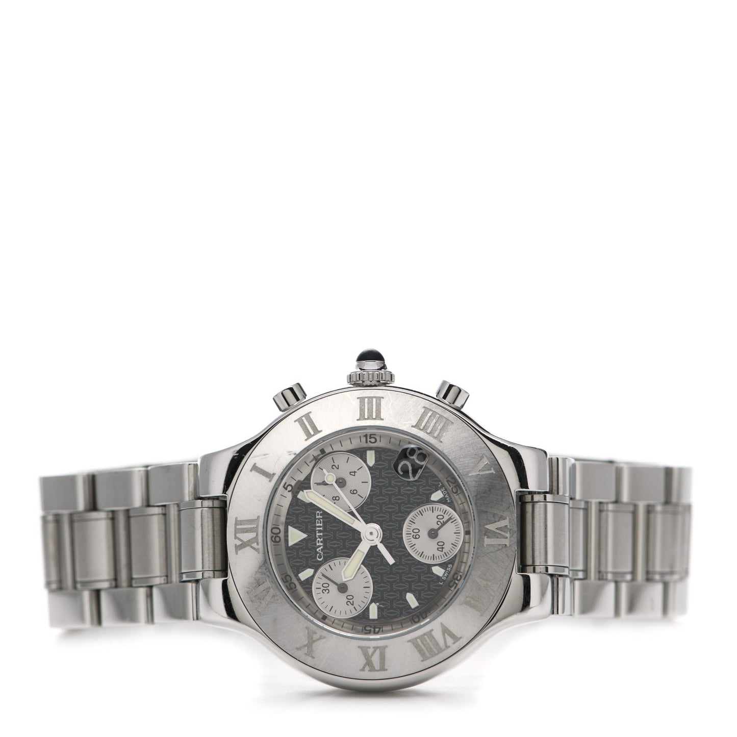 Stainless Steel 38mm Must de 21 Chronograph Quartz Watch Black