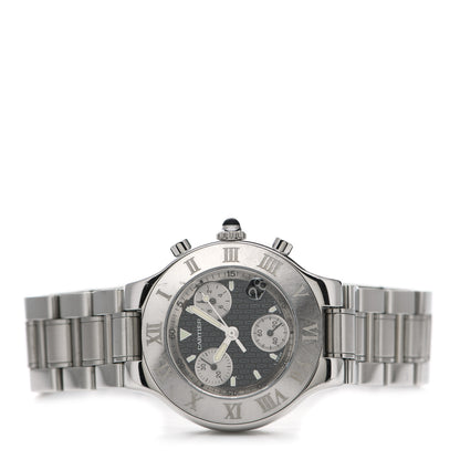 Cartier Stainless Steel 38mm Must de 21 Chronograph Quartz Watch Black 2 of 6