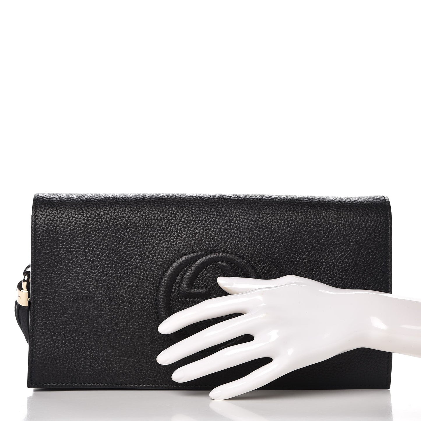 Pebbled Calfskin Medium Soho Clutch Black