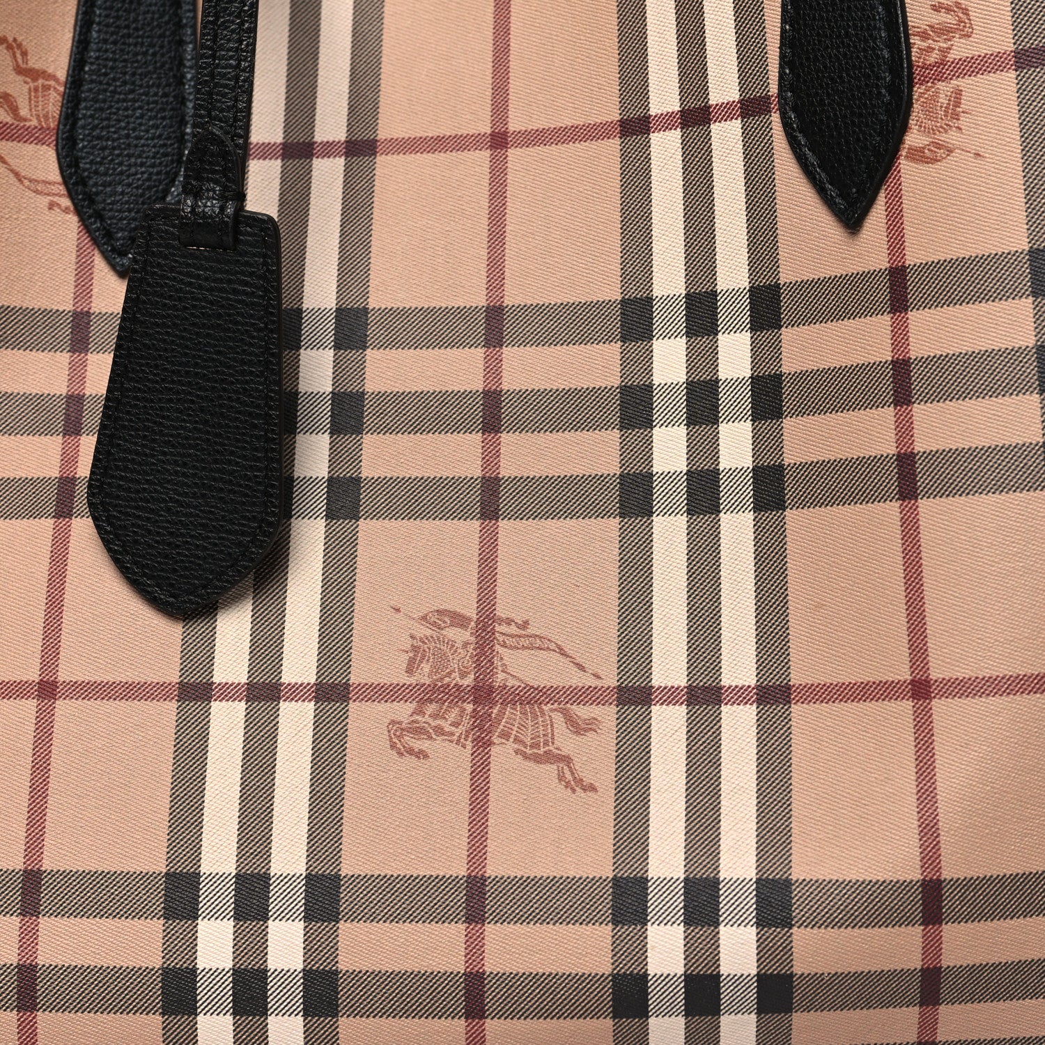Burberry Grainy Calfskin Haymarket Check Medium Reversible Tote Black 7 of 21