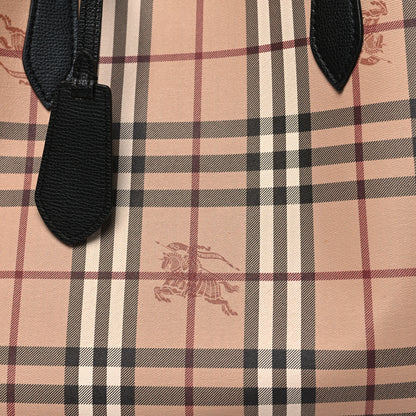 Burberry Grainy Calfskin Haymarket Check Medium Reversible Tote Black 7 of 21