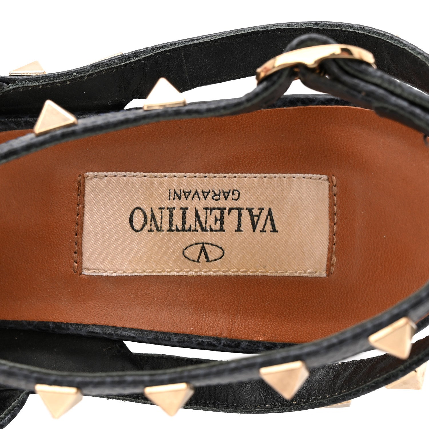 Valentino Garavani Pebbled Calfskin Rockstud Ankle Strap 100mm Pumps 37.5 Deep Denim 8 of 10
