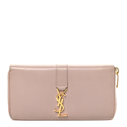 Saint Laurent Calfskin Monogram Zip Around Wallet Pale Pink 1 of 6
