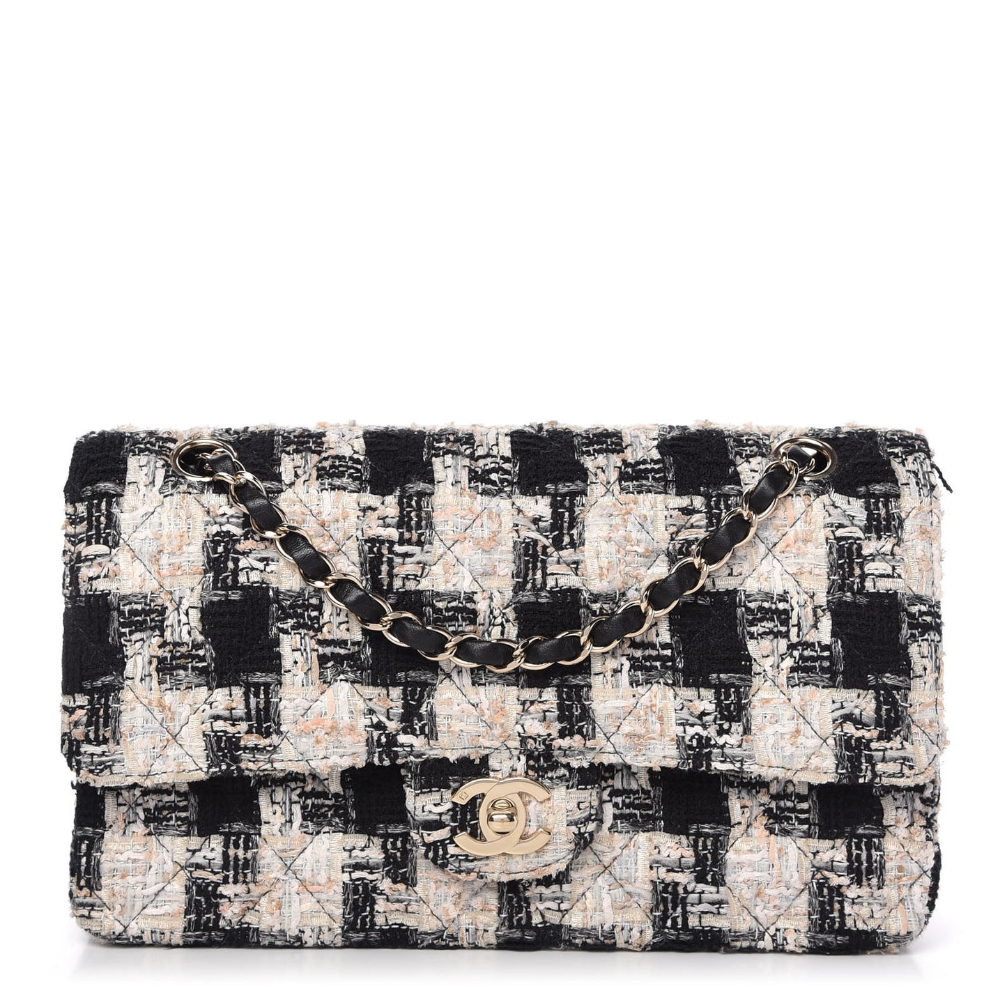 Tweed Quilted Medium Double Flap Multicolor