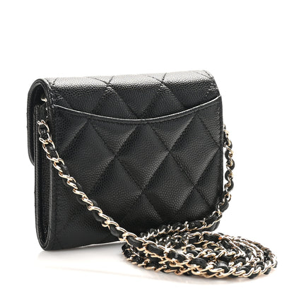 Chanel Caviar Quilted Flap Card Holder On Chain Black 2 of 12
