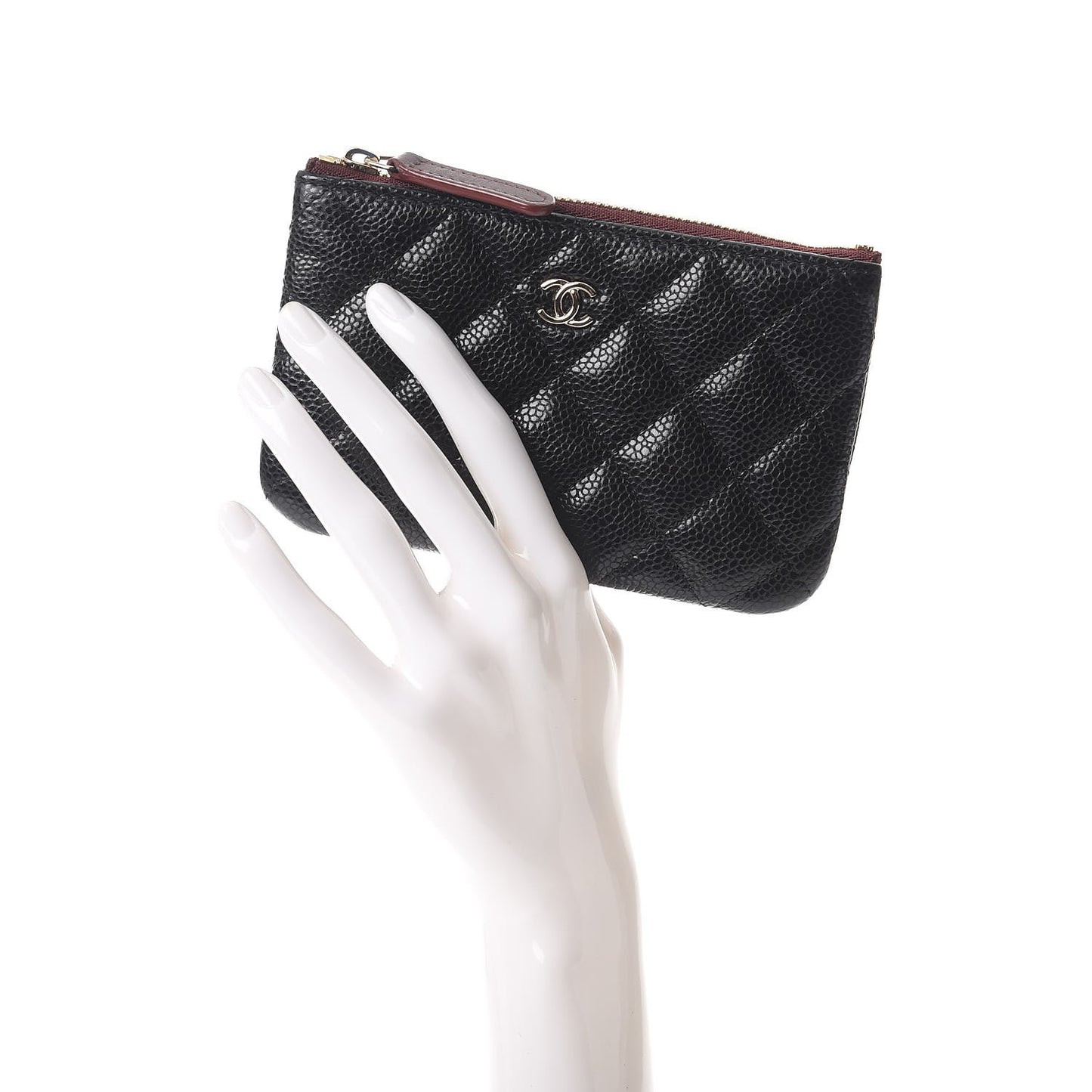 Caviar Quilted Small Cosmetic Case Black
