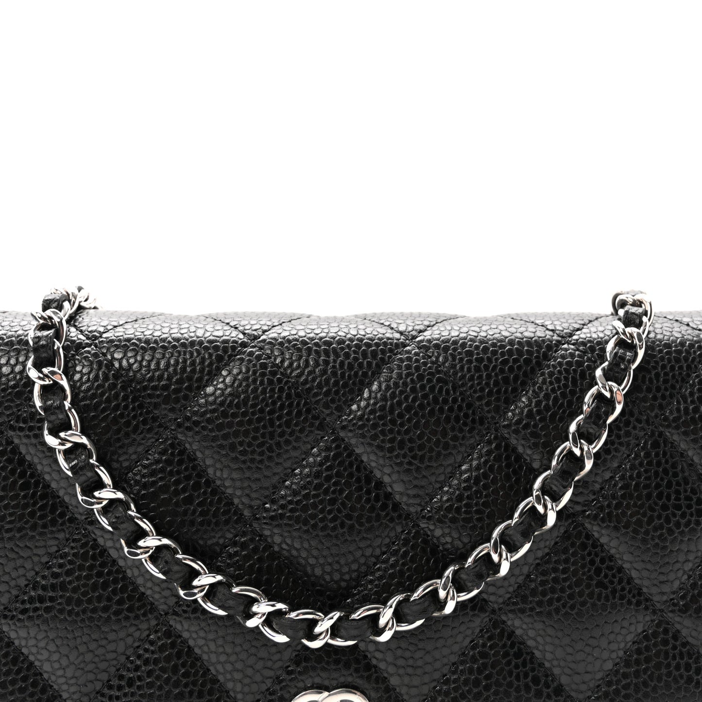 Caviar Quilted Wallet on Chain WOC Black