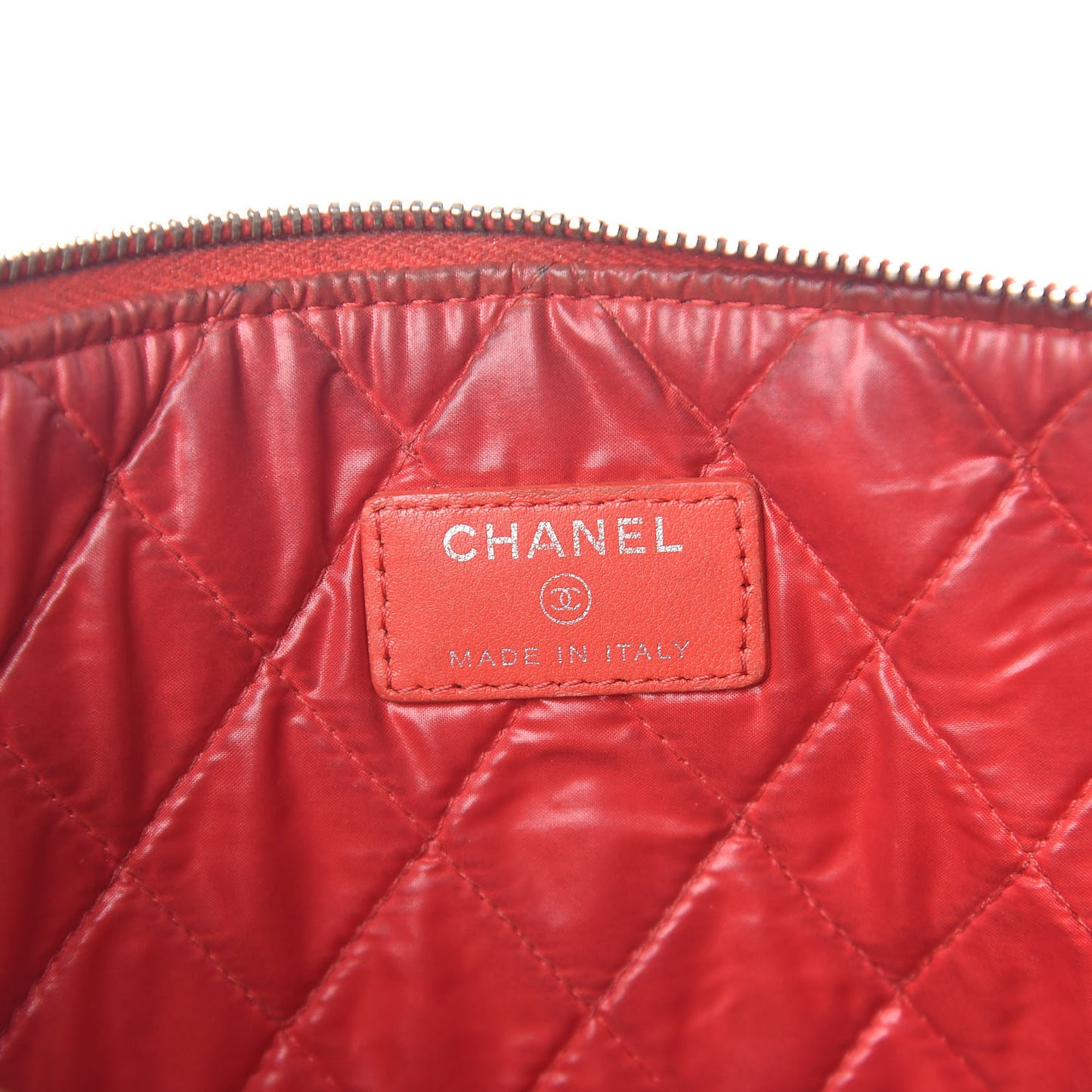 Patent Calfskin Quilted Valentine Hearts Medium Cosmetic Case Red