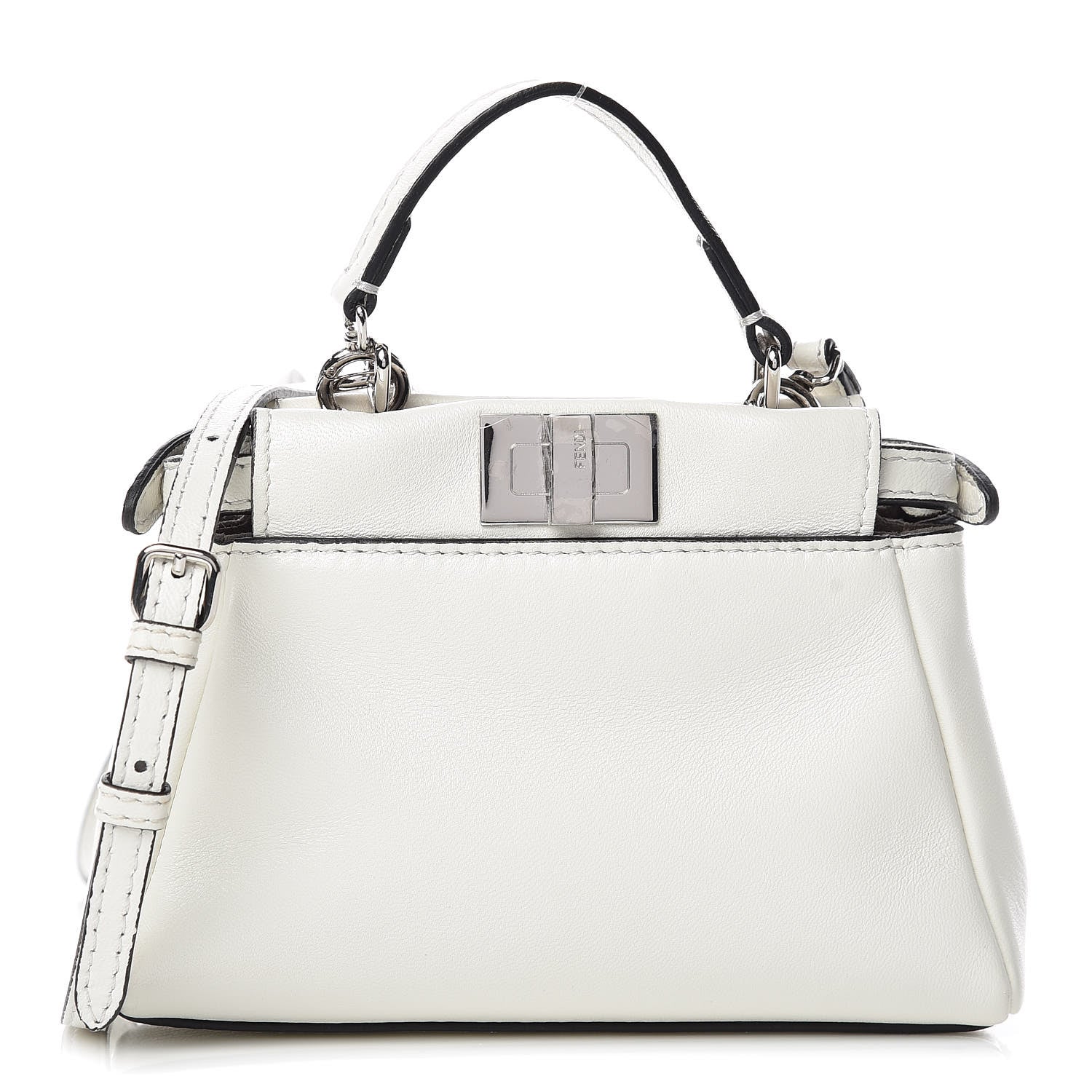 Fendi Shiny Nappa Micro Peekaboo Iconic Satchel White 1 of 9