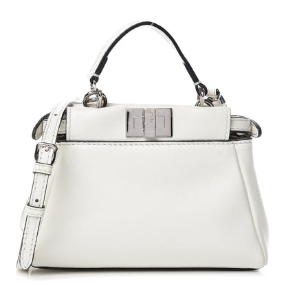 Fendi Shiny Nappa Micro Peekaboo Iconic Satchel White 1 of 9