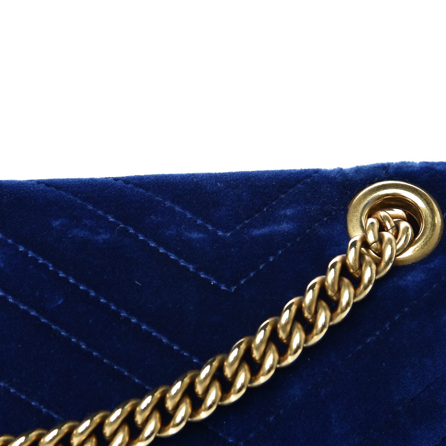 Gucci Velvet Matelasse Medium GG Marmont Shoulder Bag Cobalt Blue 16 of 17