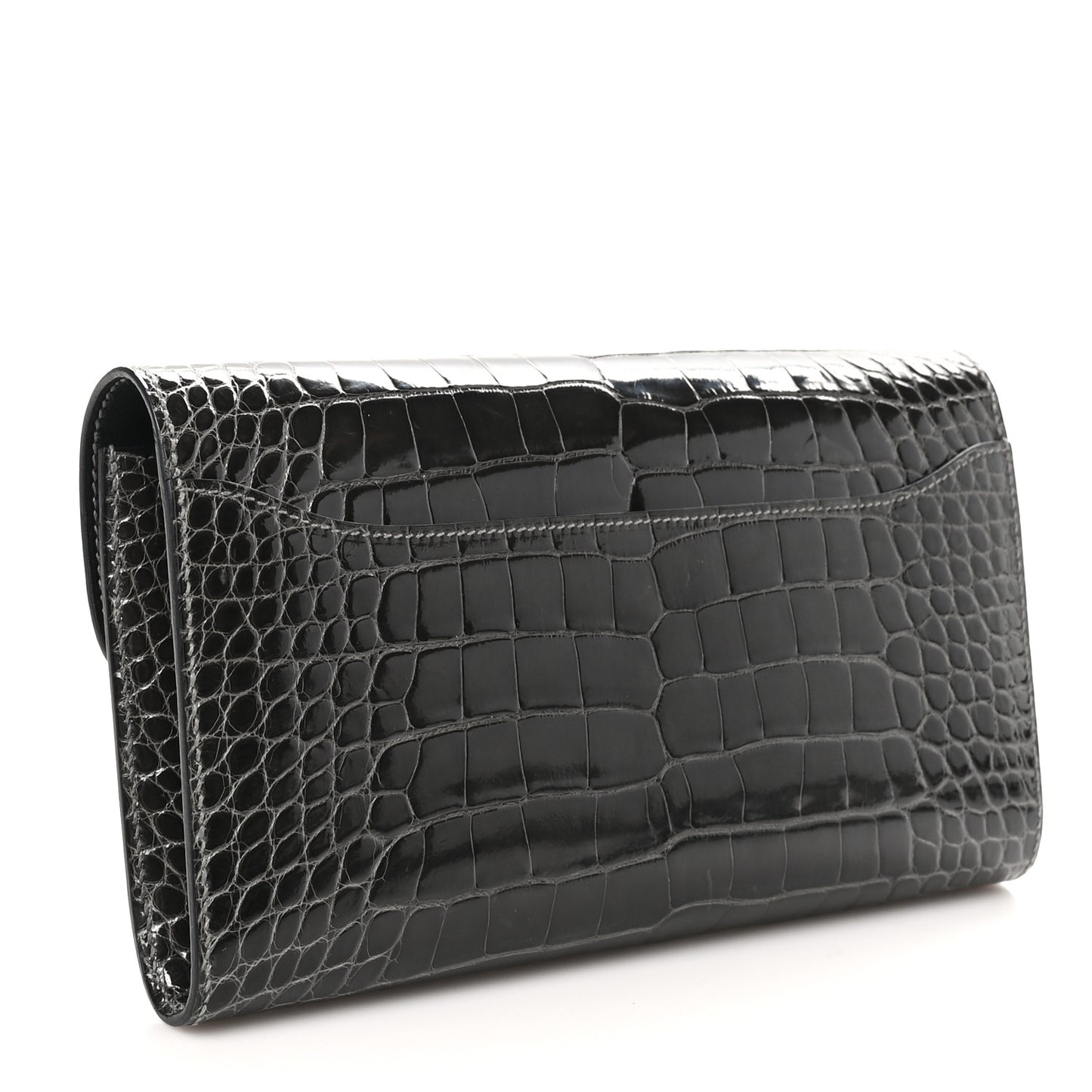 Shiny Alligator Constance Long Wallet Graphite