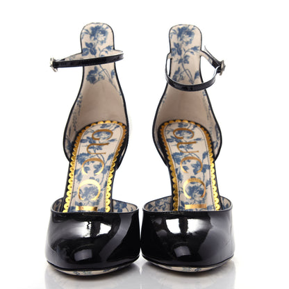 Gucci Patent Daisy Ankle Strap d'Orsay 105 Pumps 36 Black 2 of 10