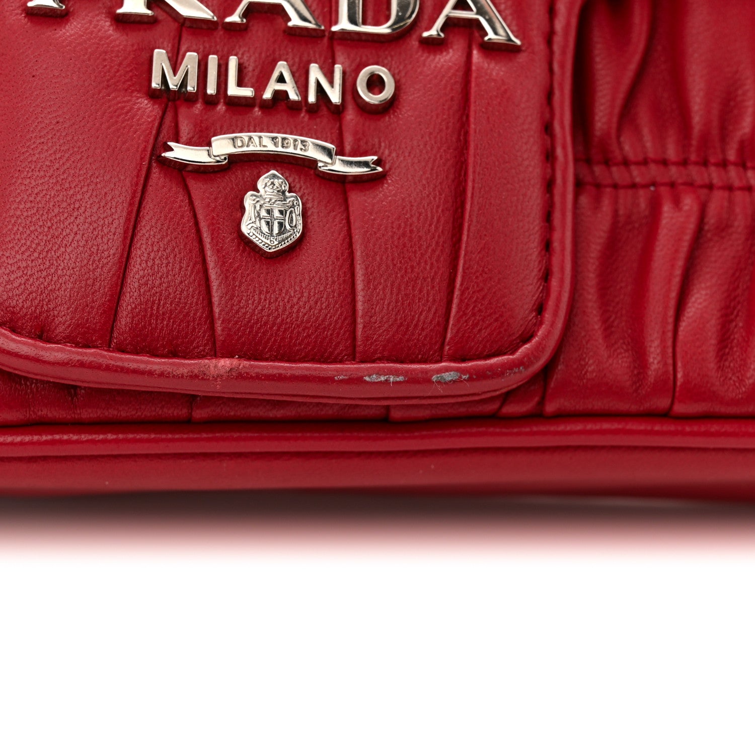 Prada Nappa Gaufre Small Chain Flap Shoulder Bag Fuoco 10 of 14