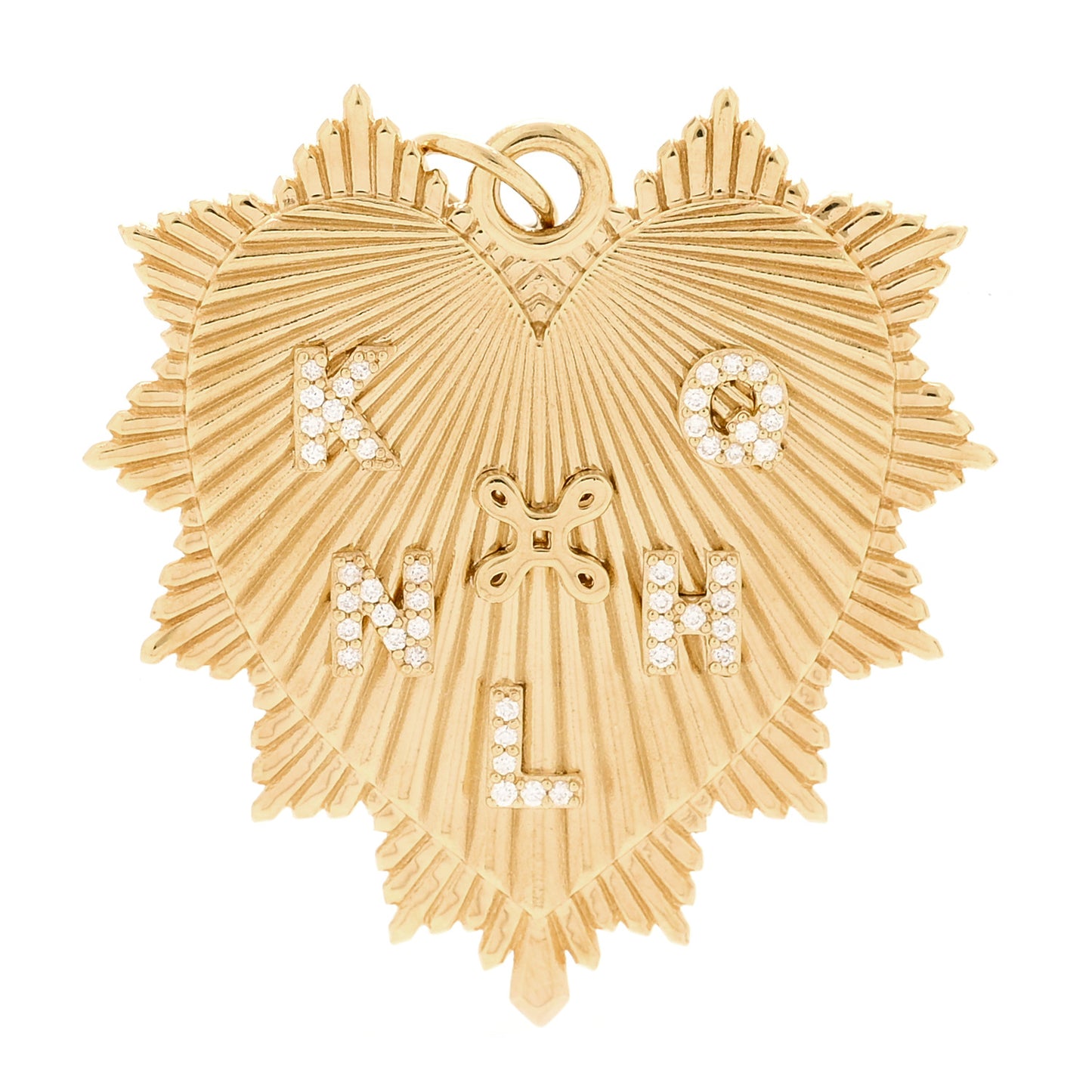 18K Yellow Gold Diamond Oversized Custom Heart Love Token Medallion Pendant
