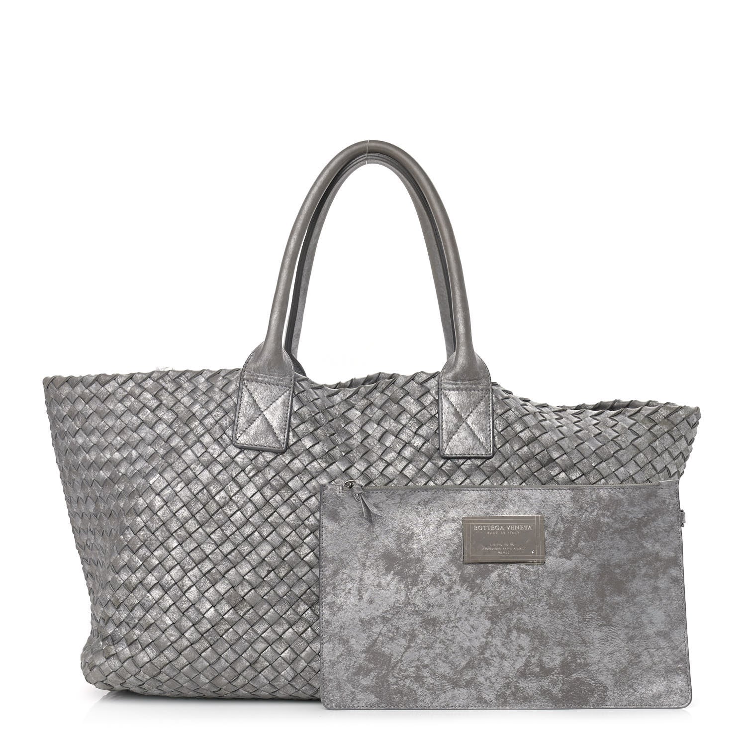 Bottega Veneta Metallic Nappa Intrecciato Medium Moon Cabat Silver 1 of 12