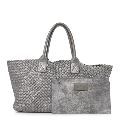 Bottega Veneta Metallic Nappa Intrecciato Medium Moon Cabat Silver 1 of 12