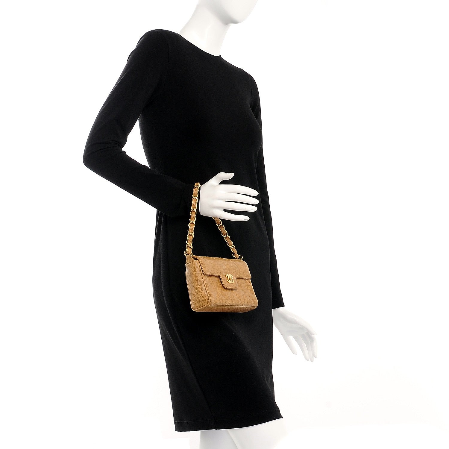Chanel Caviar Quilted Handbag Dark Beige 2 of 9
