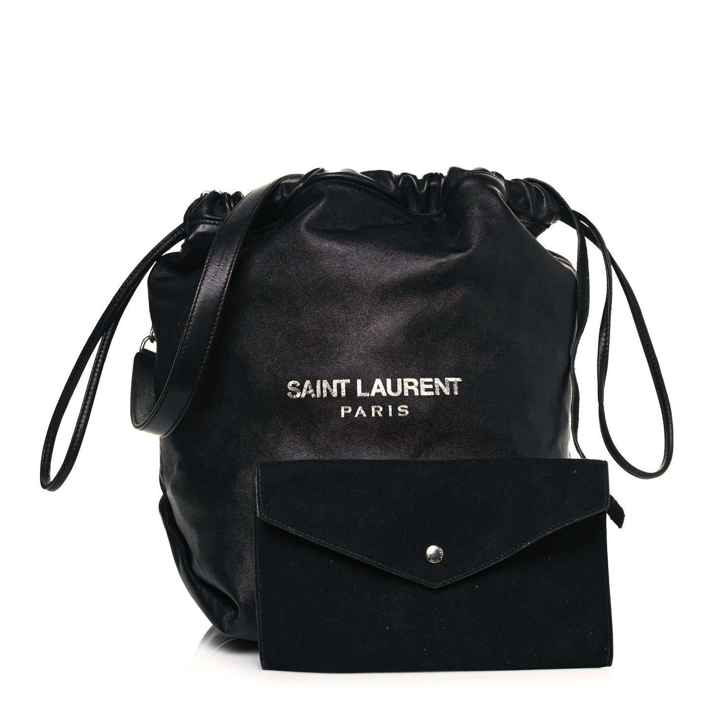 Lambskin Teddy Drawstring Bag Black