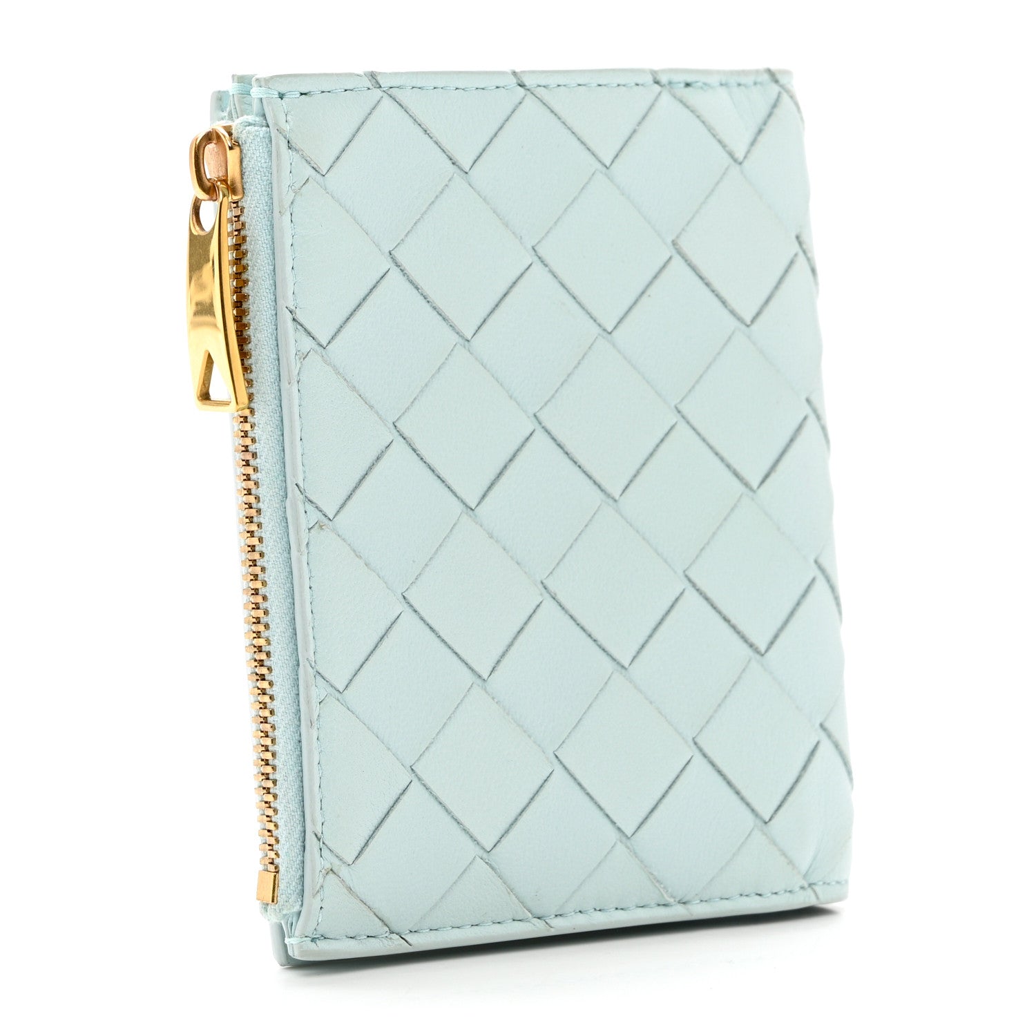 Bottega Veneta Nappa Intrecciato Bifold Zip Wallet Teal Washed 3 of 7
