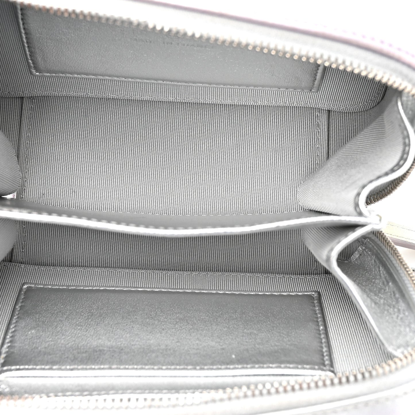 Gradient Metallic Calfskin Quilted Camera Bag Silver Blue Yellow Purple