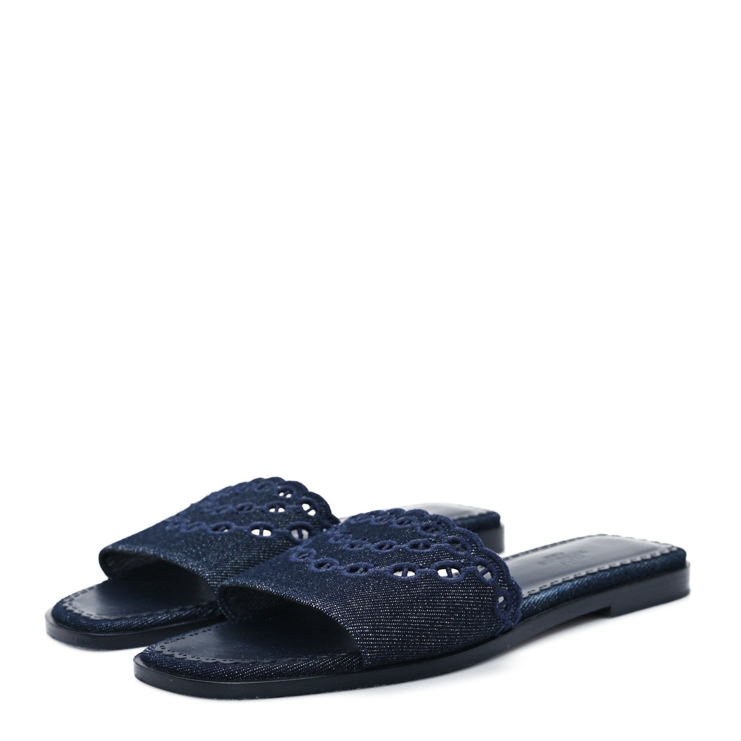 Hermes Denim Chaine d'Ancre Gaelle Sandals 38.5 Blue 4 of 8