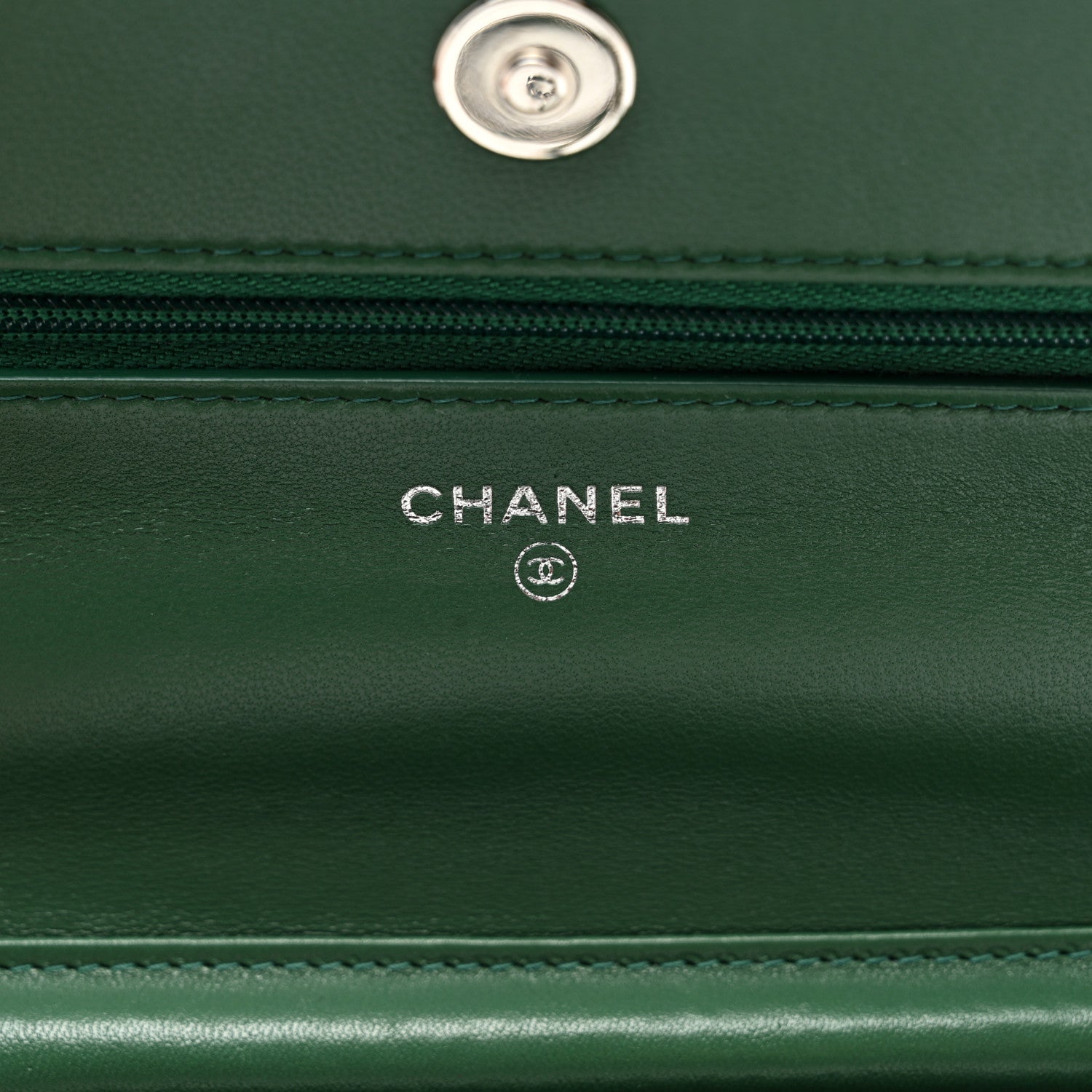 Chanel Lambskin Quilted Wallet On Chain WOC Green 7 of 11