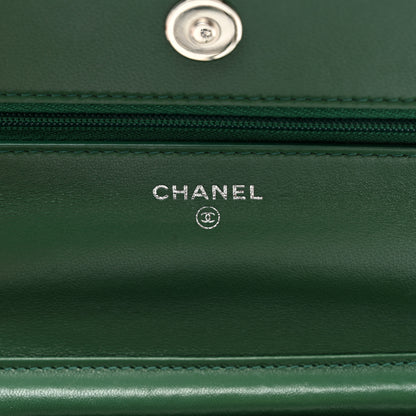 Chanel Lambskin Quilted Wallet On Chain WOC Green 7 of 11