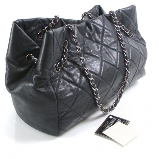 Chanel Quilted Shopping Tote Caviar Navy 3 of 13