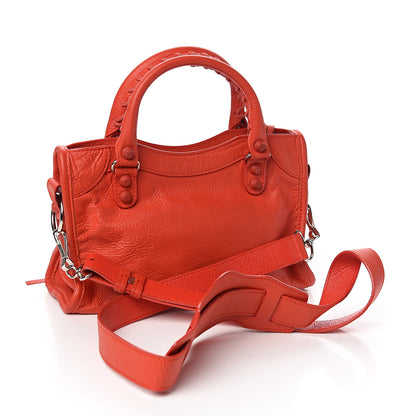 Balenciaga Matte Goatskin Rubber Covered Classic Hardware Mini City Rouge Coquelicot Rouge Braise 2 of 9