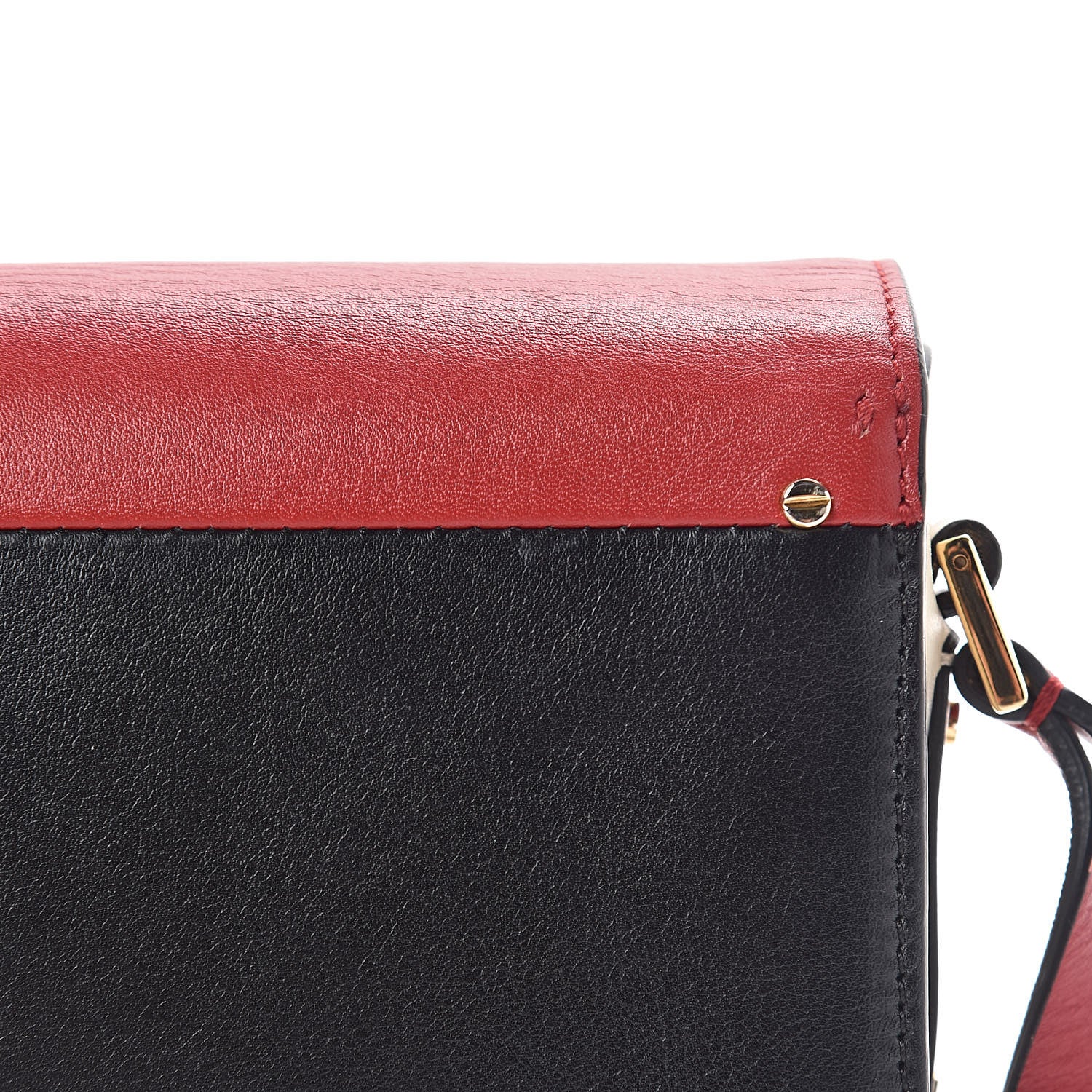 Valentino Garavani Calfskin Mini Rivet Colorblock Shoulder Bag Black Red 14 of 16