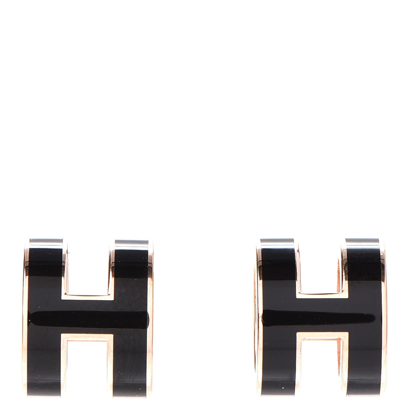 Rose Gold Lacquered Pop H Earrings Black