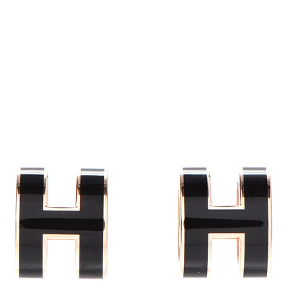 Hermes Rose Gold Lacquered Pop H Earrings Black 1 of 7
