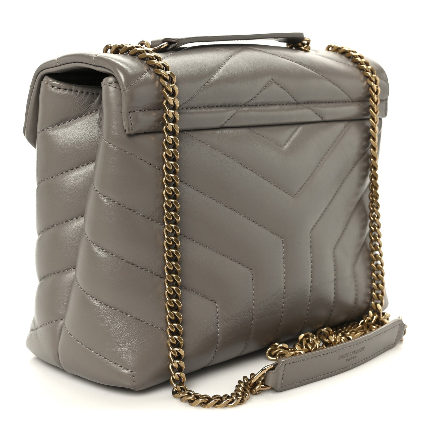 Calfskin Y Quilted Monogram Small Loulou Chain Satchel Taupe
