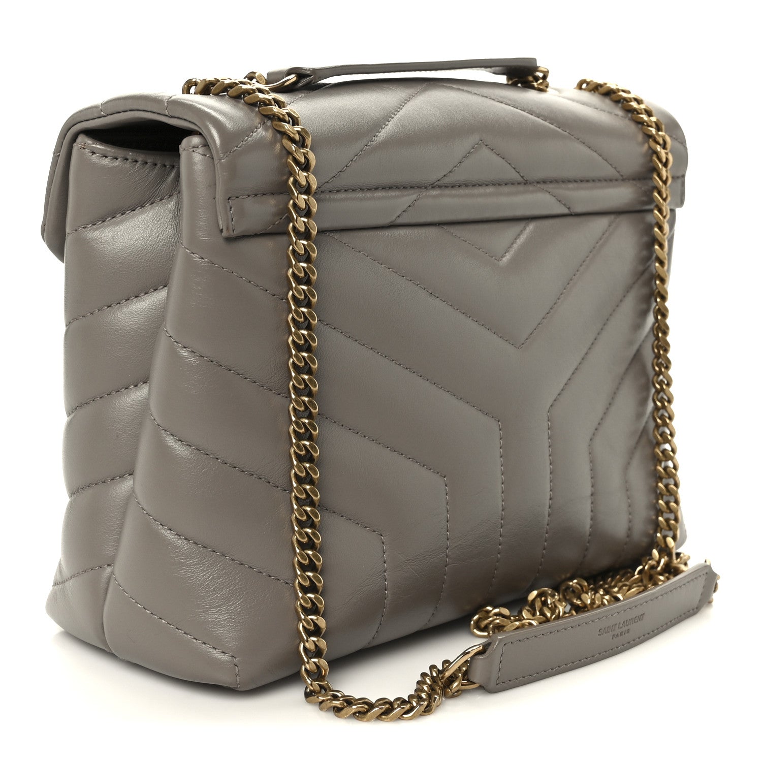 Saint Laurent Calfskin Y Quilted Monogram Small Loulou Chain Satchel Taupe 3 of 11