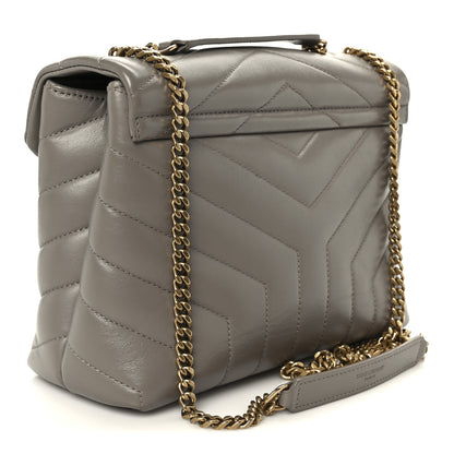 Saint Laurent Calfskin Y Quilted Monogram Small Loulou Chain Satchel Taupe 3 of 11