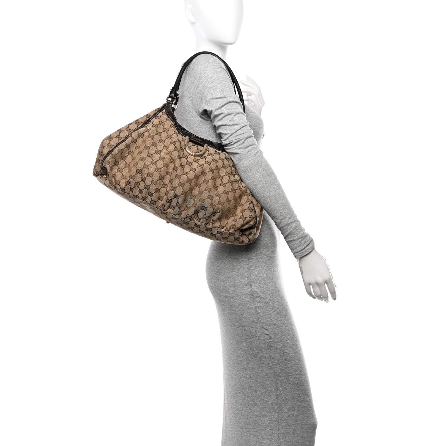 Gucci Monogram Large D Gold Hobo Dark Brown 2 of 13