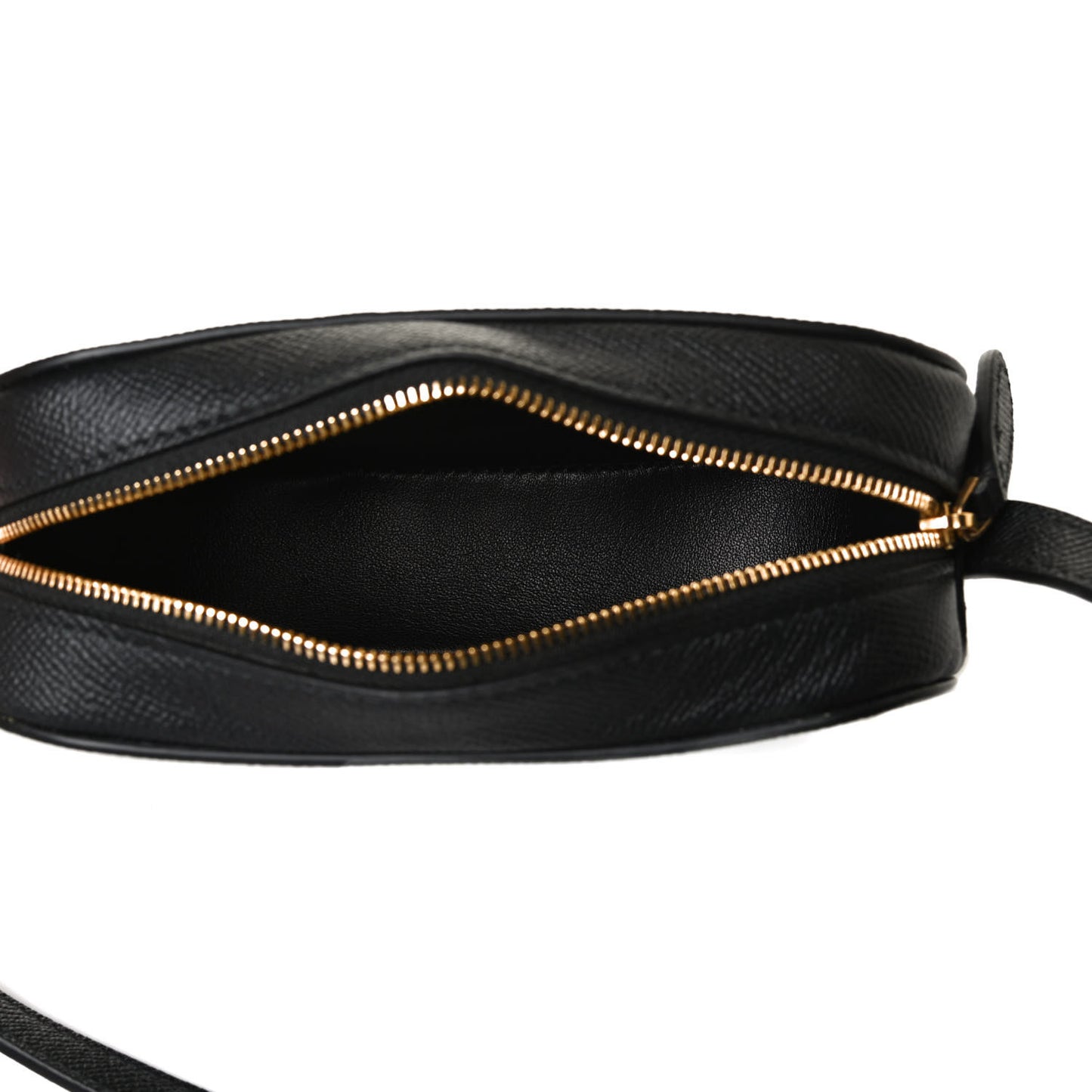 Signature Grained Calfskin Logo XS Ville Camera Bag Black White