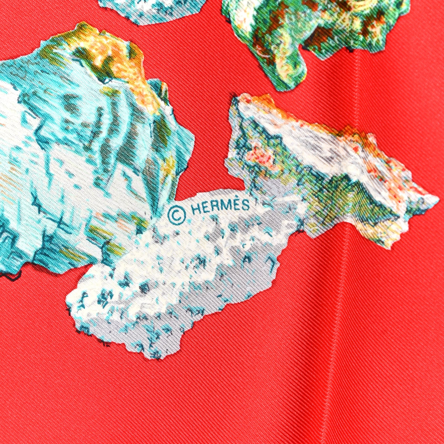Silk Mineraux Scarf 90 Rouge Bleu Vert