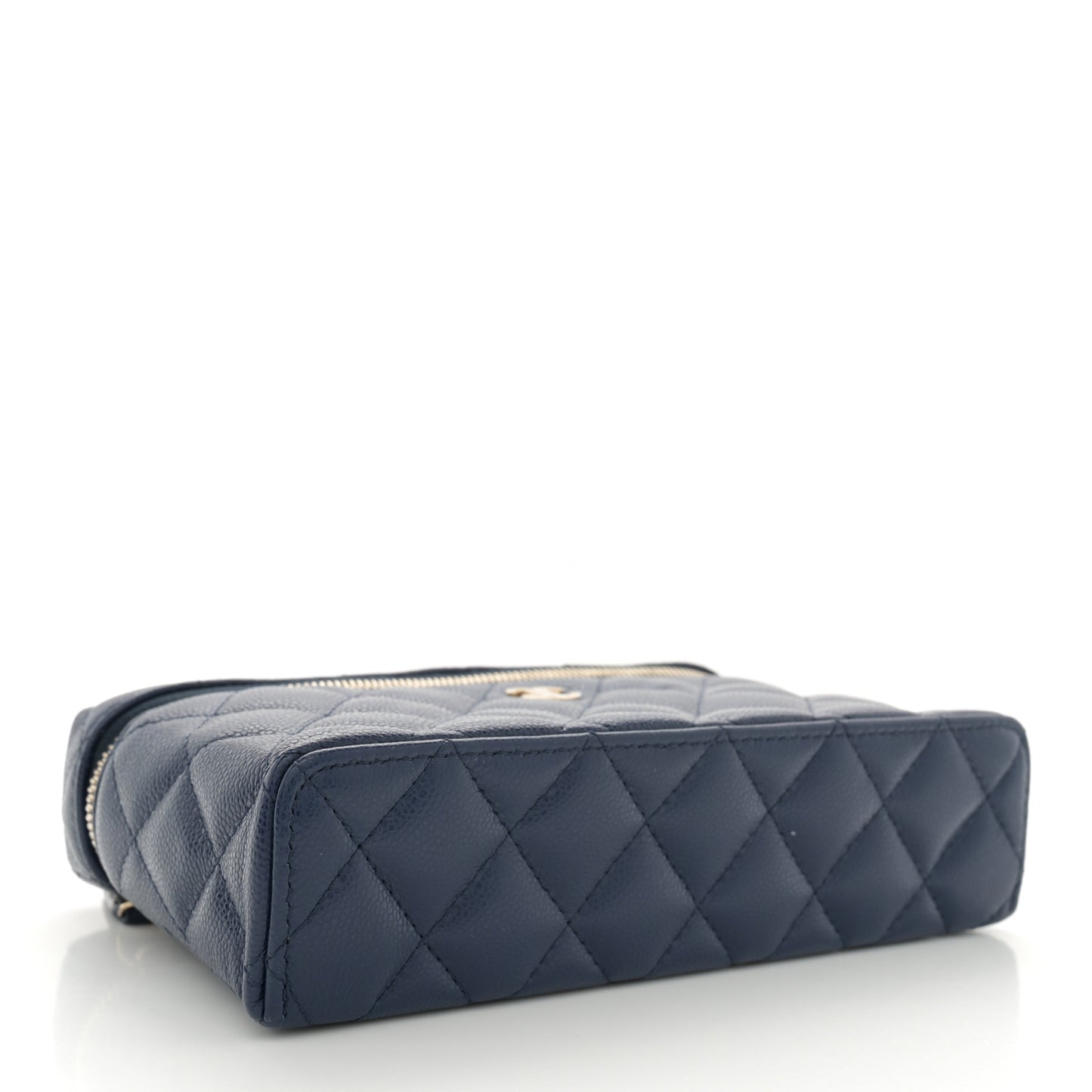 Caviar Quilted Top Handle Slim Vanity With Chain Navy