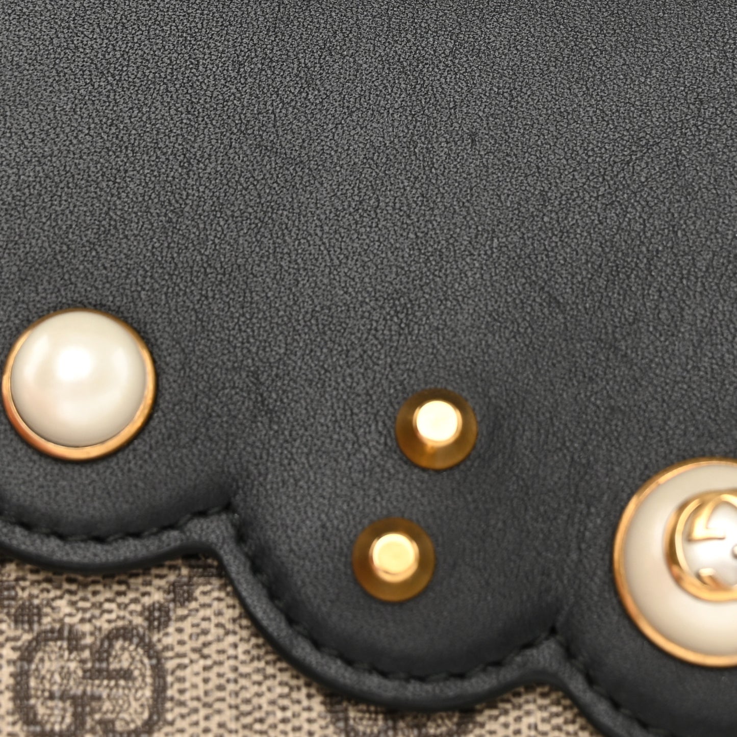 GG Supreme Monogram Mini Peony Pearly Clutch Black